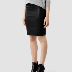 AllSaints Women's Black Metal Pencil Skirt